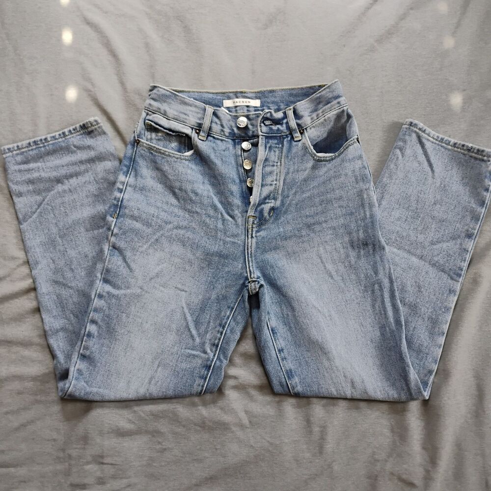 PacSun High Rise Straight Button Fly Light Wash Jeans Size 23 - 90s Y2K Style
